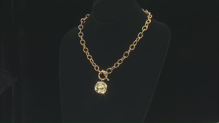 18k Yellow Gold Over Bronze Rolo Link 18 Inch Necklace With Coin Toggle Clasp Video Thumbnail