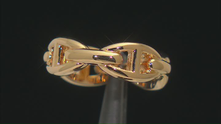 18k Yellow Gold Over Bronze Mariner Style Ring Video Thumbnail