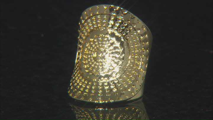 18k Yellow Gold Over Bronze Medallion Style Ring Video Thumbnail