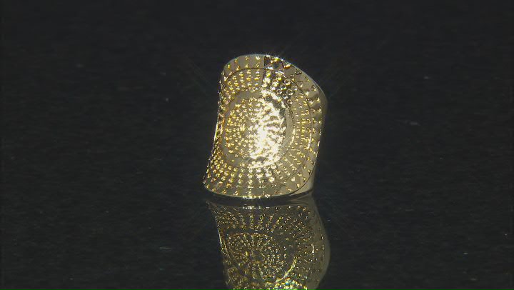 18k Yellow Gold Over Bronze Medallion Style Ring Video Thumbnail