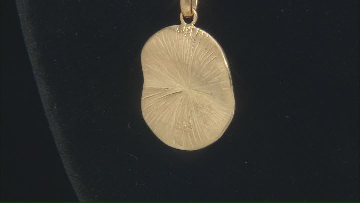 18k Yellow Gold Over Bronze Satin Finish Wavy Pendant With Chain Video Thumbnail