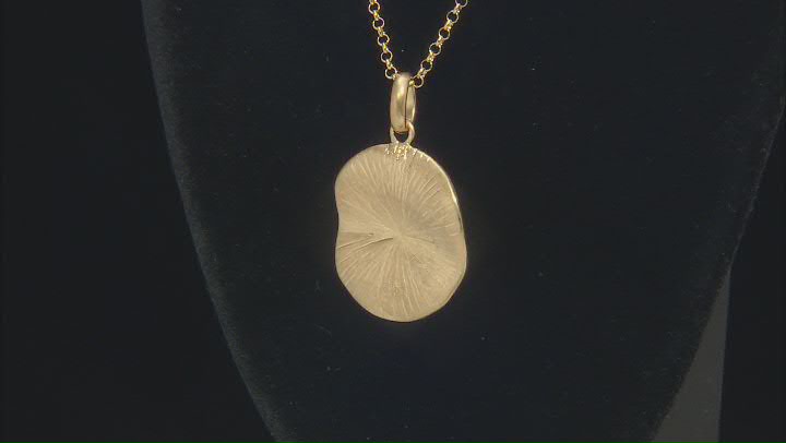 18k Yellow Gold Over Bronze Satin Finish Wavy Pendant With Chain Video Thumbnail