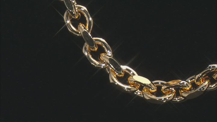 18k Yellow Gold Over Bronze Beveled Curb 20 Inch Chain Video Thumbnail
