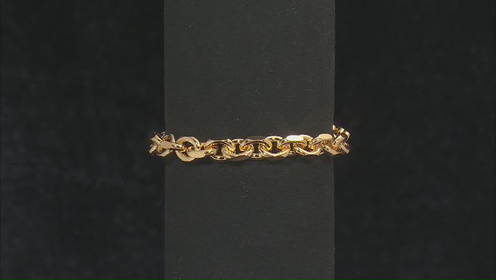 18k Yellow Gold Over Bronze Beveled Curb Link Bracelet Video Thumbnail