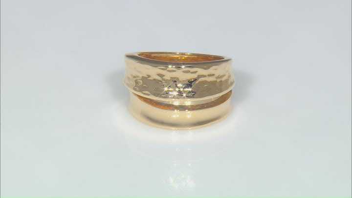 18k Yellow Gold Over Bronze Diamond-Cut Band Ring Video Thumbnail