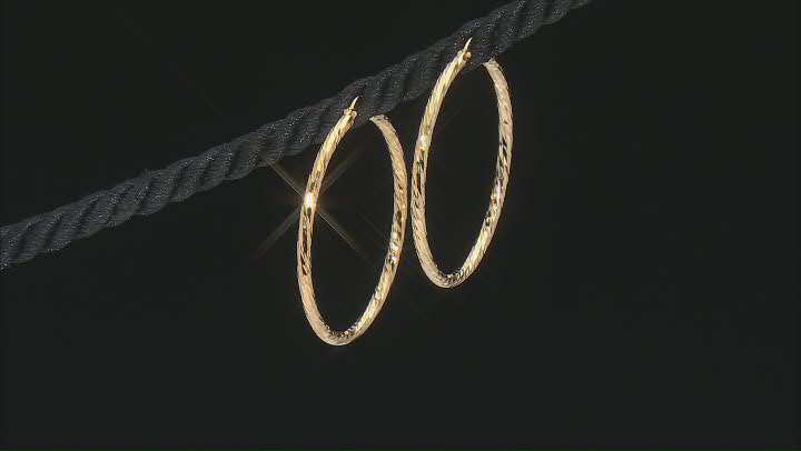 18k Yellow Gold Over Bronze Twisted Hoop Earrings Set of 3 Video Thumbnail
