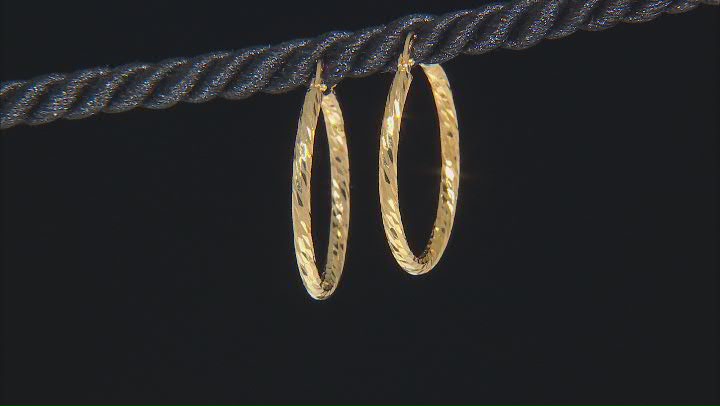 Moda Al Massimo® 18k Yellow Gold Over Bronze Twisted 1" Hoop Earrings Video Thumbnail