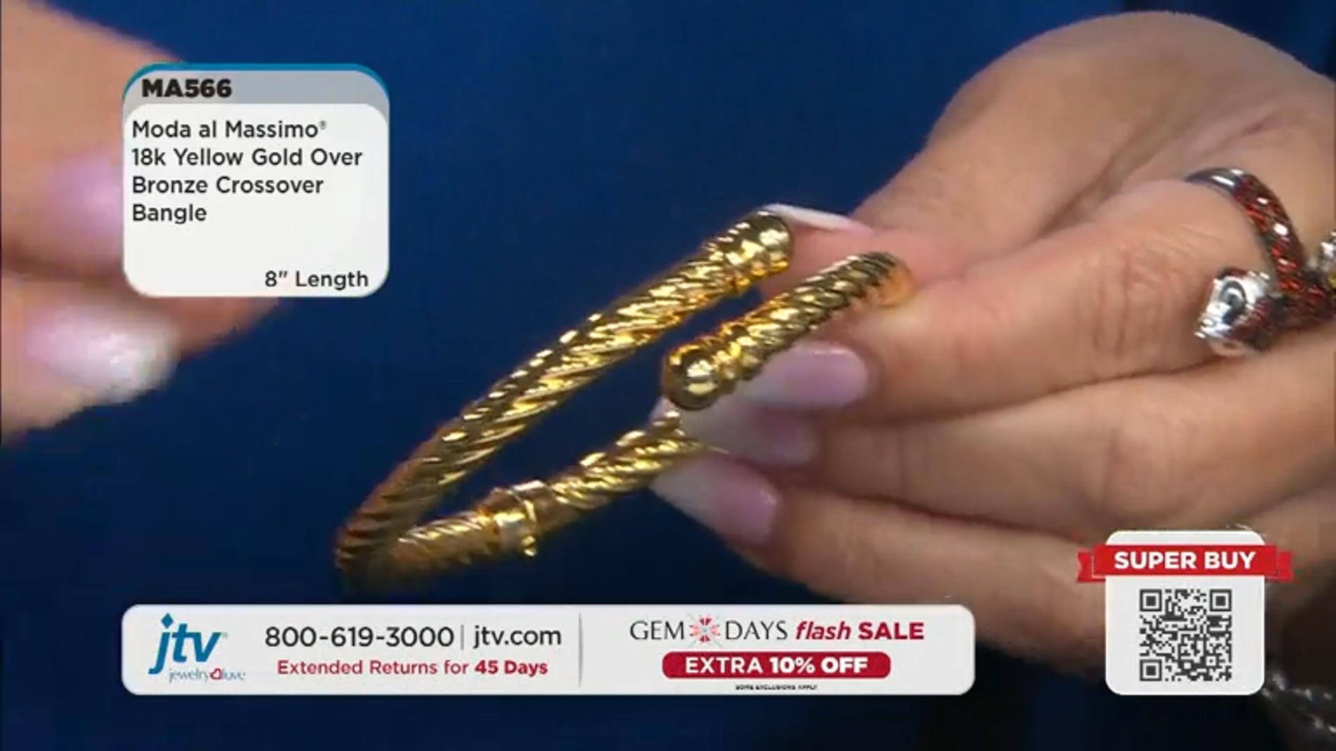 Moda Al Massimo® 18k Yellow Gold Over Bronze Crossover Bangle Video Thumbnail