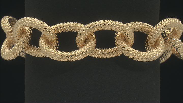 Moda Al Massimo® 18k Yellow Gold Over Bronze 18mm Textured Curb Link Bracelet Video Thumbnail