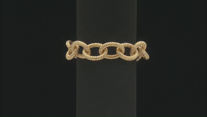 Moda Al Massimo® 18k Yellow Gold Over Bronze 18mm Textured Curb Link Bracelet Video Thumbnail