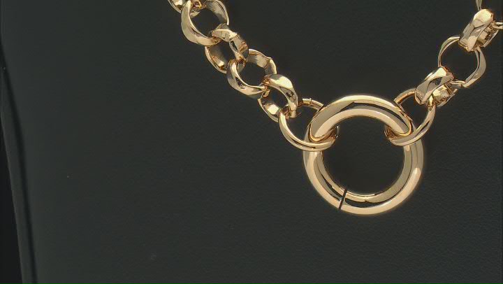 Moda Al Massimo® 18k Yellow Gold Over Bronze Rolo Link Circle Station 24 Inch Necklace Video Thumbnail
