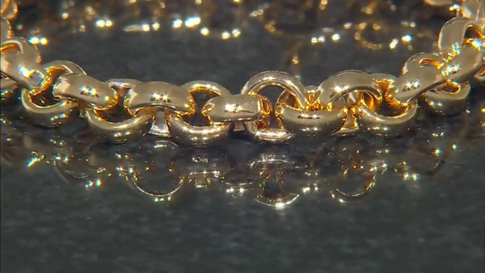 18k Yellow Gold Over Bronze 8mm Rolo Link Toggle Bracelet Video Thumbnail