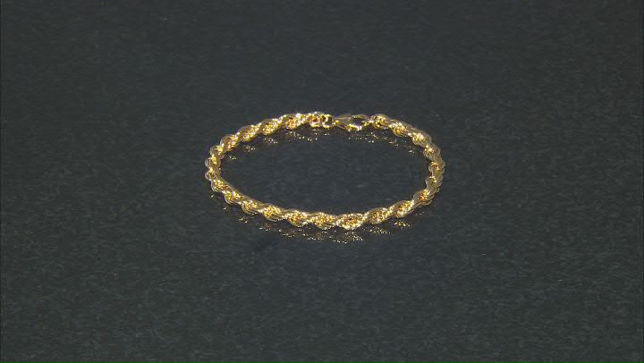 18k Yellow Gold Over Bronze 5mm Rope Link Bracelet Video Thumbnail
