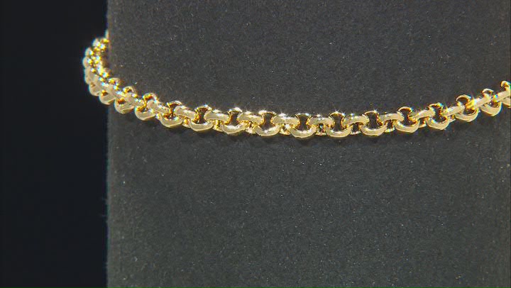 18k Yellow Gold Over Bronze 4mm Rolo Link Bracelet Video Thumbnail