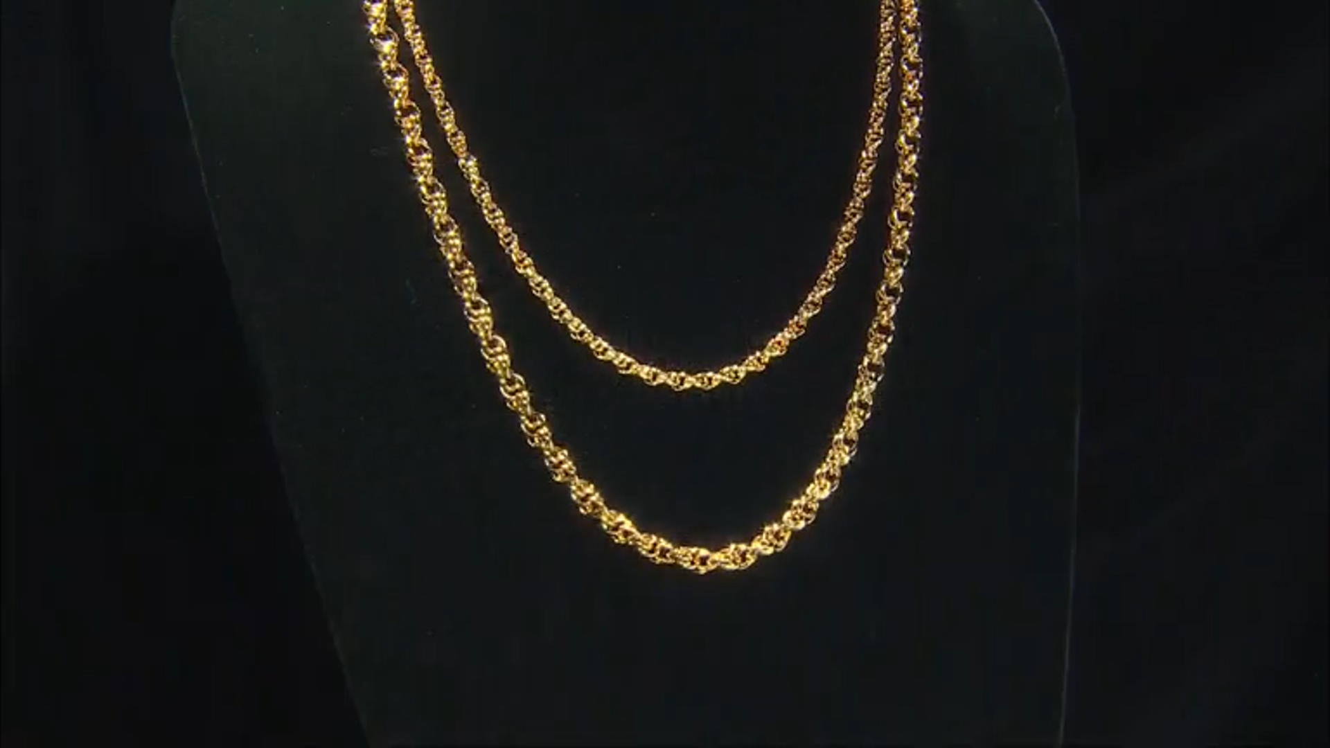 18k Yellow Gold Over Bronze Multi-Row Rolo Link 21 Inch Necklace Video Thumbnail