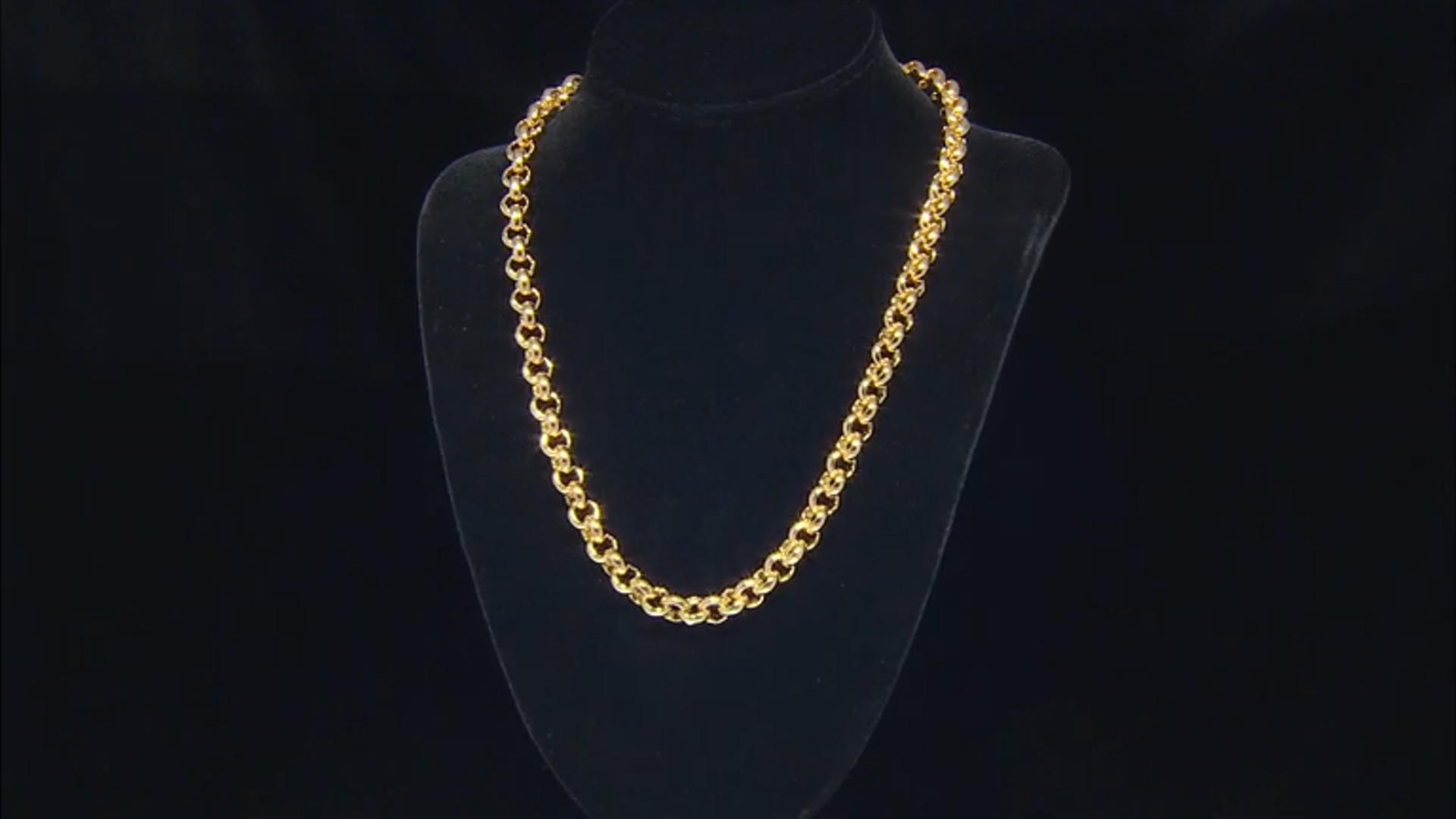 18k Yellow Gold Over Bronze 9.5mm Rolo 21 Inch Chain Video Thumbnail