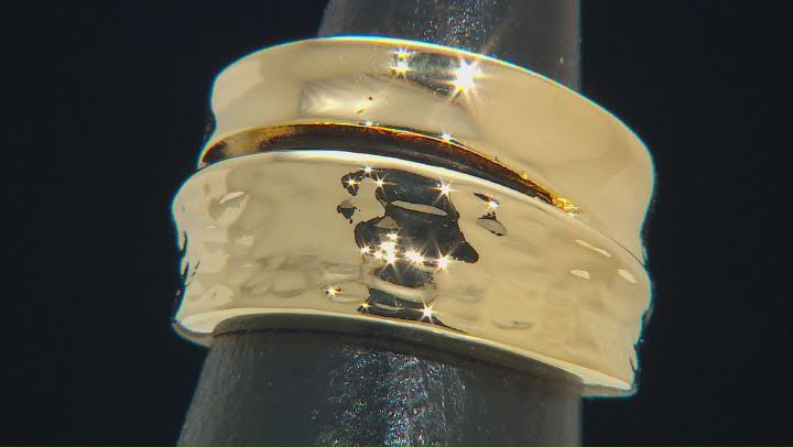 18k Yellow Gold Over Bronze Textured Band Ring Video Thumbnail