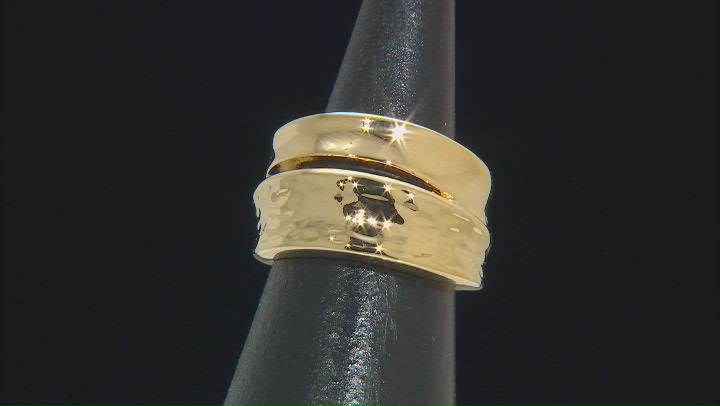 18k Yellow Gold Over Bronze Textured Band Ring Video Thumbnail