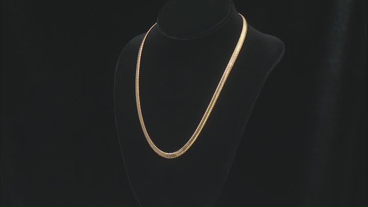 18k Yellow Gold Over Bronze Solid 6mm Diamond-Cut Serpentine 20 Inch Chain Video Thumbnail