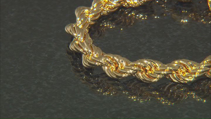 18k Yellow Gold Over Bronze 8mm Rope Link Bracelet With Magnetic Clasp Video Thumbnail