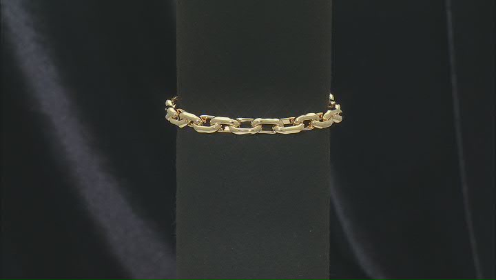 18k Yellow Gold Over Bronze 7mm Beveled Paperclip Link Bracelet Video Thumbnail