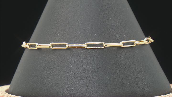 18k Yellow Gold Over Bronze 3.1mm Paperclip Link Bracelet & 20 Inch Chain Set of 2 Video Thumbnail