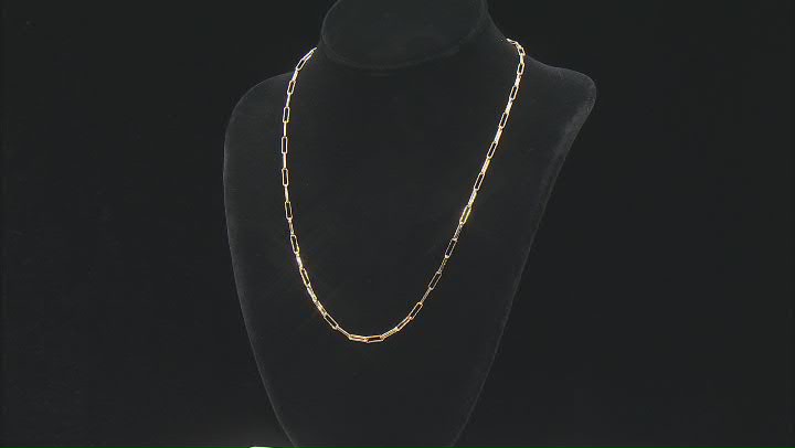 18k Yellow Gold Over Bronze 3.1mm Paperclip Link Bracelet & 20 Inch Chain Set of 2 Video Thumbnail