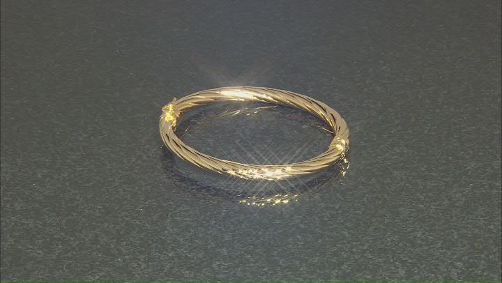 18k Yellow Gold Over Bronze 6mm Twisted Bangle Video Thumbnail