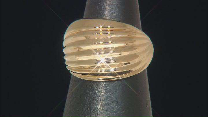 18k Yellow Gold Over Bronze Graduated Textured Dome Ring Video Thumbnail