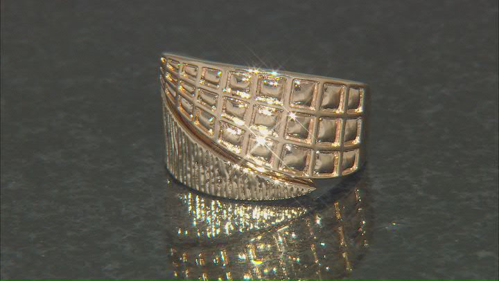18k Yellow Gold Over Bronze Textured Bypass Ring Video Thumbnail