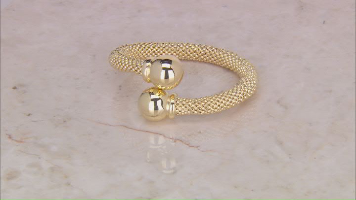 18k Yellow Gold Over Bronze 10mm Popcorn Link Bypass Cuff Bracelet Video Thumbnail