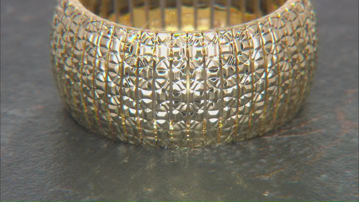18k Yellow Gold Over Bronze 10mm Textured Omega Design Band Ring Video Thumbnail