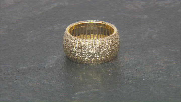 18k Yellow Gold Over Bronze 10mm Textured Omega Design Band Ring Video Thumbnail