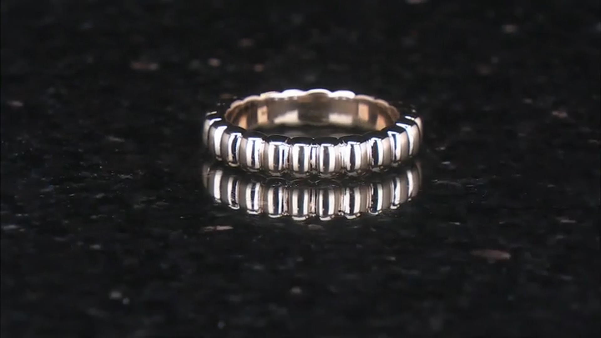 18k Yellow Gold Over Bronze 5mm Scalloped Band Ring Video Thumbnail