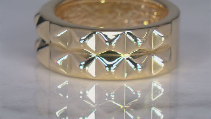 18k Yellow Gold Over Bronze Double Row Pyramid Ring Video Thumbnail