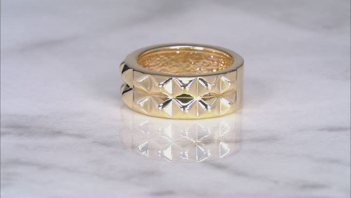 18k Yellow Gold Over Bronze Double Row Pyramid Ring Video Thumbnail