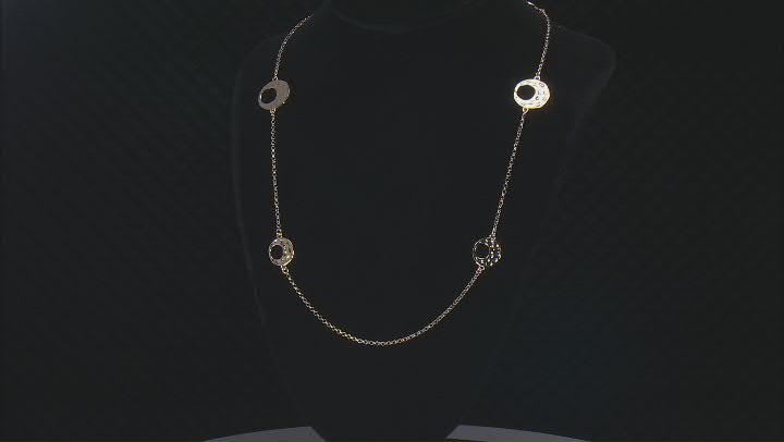18k Yellow Gold Over Bronze Hammered Circle Station Necklace Video Thumbnail