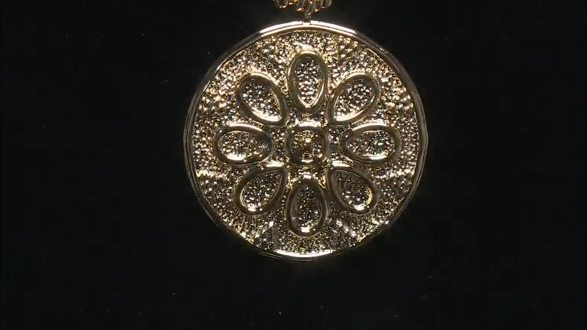 18k Yellow Gold Over Bronze Flower Pendant Video Thumbnail
