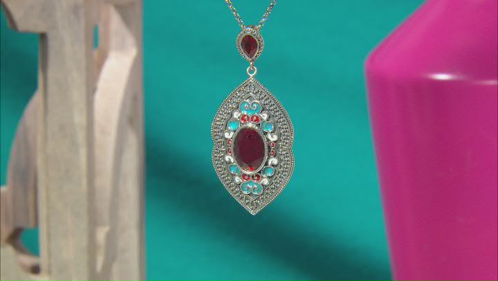 Quartz and Enamel Sterling Silver Enhancer With Chain 0.55ct Video Thumbnail