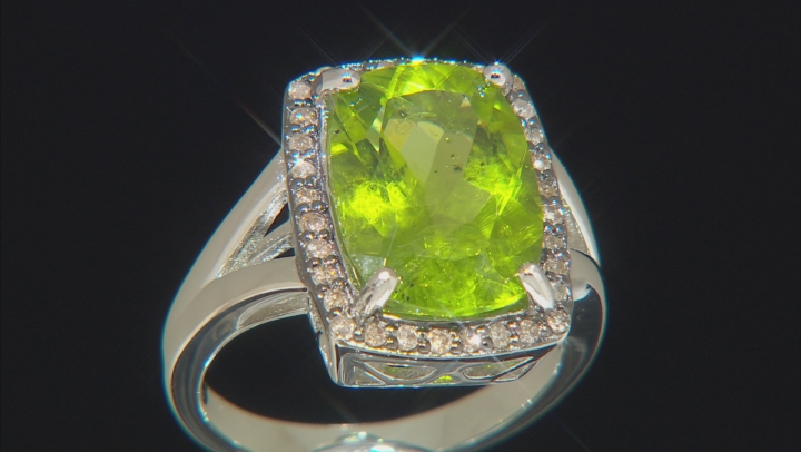 Green Peridot Rhodium Over Silver Ring 5.48ctw Video Thumbnail