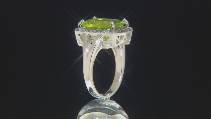 Green Peridot Rhodium Over Silver Ring 5.48ctw Video Thumbnail