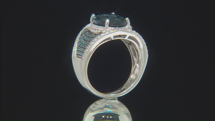 London blue topaz rhodium over silver ring 7.20ctw Video Thumbnail