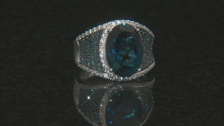 London blue topaz rhodium over silver ring 7.20ctw Video Thumbnail
