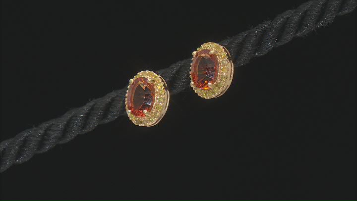 Orange Madeira Citrine 18k Yellow Gold Over Sterling Silver Stud Earrings 2.15ctw Video Thumbnail