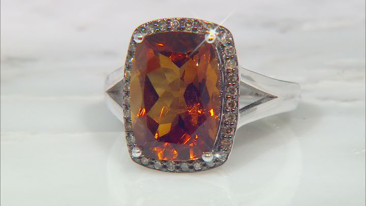 Orange Madeira Citrine Rhodium Over Sterling Silver Ring 5.58ctw Video Thumbnail