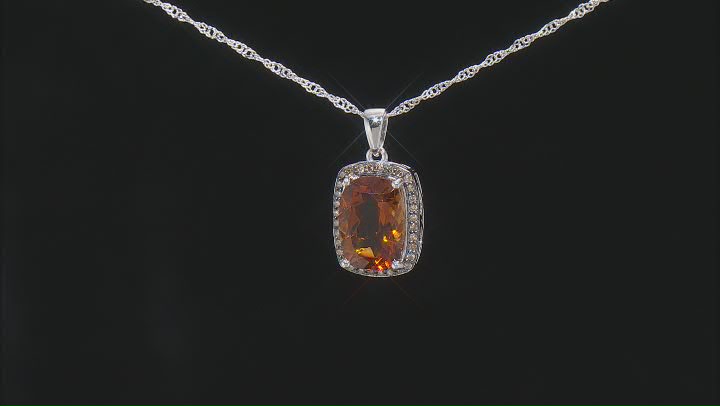 Orange Madeira Citrine Rhodium Over Sterling Silver Pendant With Chain 5.58ctw Video Thumbnail