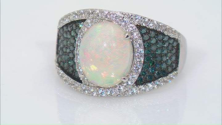 Ethiopian Opal Rhodium Over Sterling Silver Ring 2.68ctw Video Thumbnail
