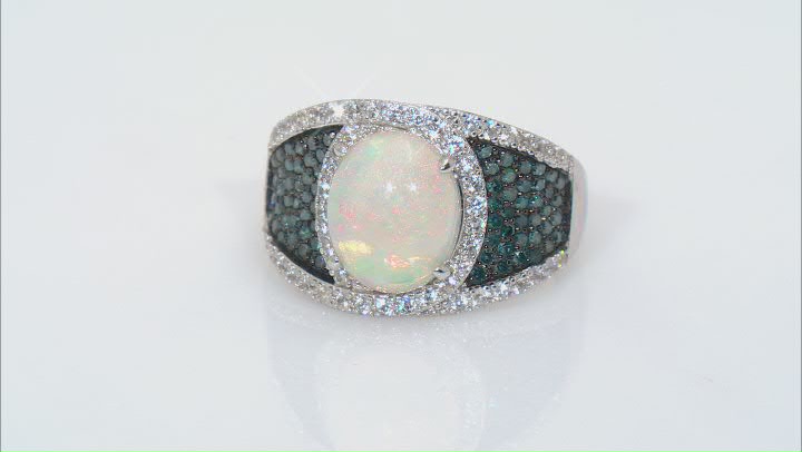 Ethiopian Opal Rhodium Over Sterling Silver Ring 2.68ctw Video Thumbnail
