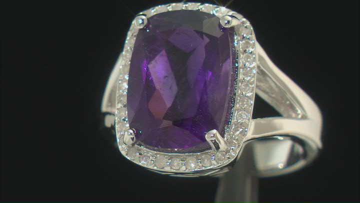 Purple Amethyst Rhodium Over Sterling Silver Ring 5.75ctw Video Thumbnail