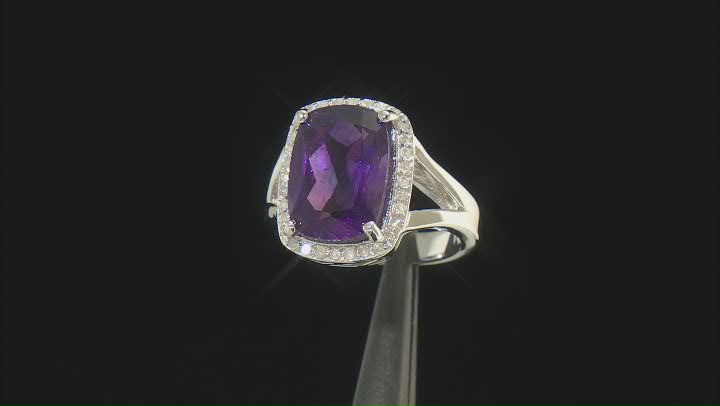 Purple Amethyst Rhodium Over Sterling Silver Ring 5.75ctw Video Thumbnail